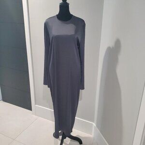 Zara New With Tags Steel Grey Satin Sheath Maxi Dress  L